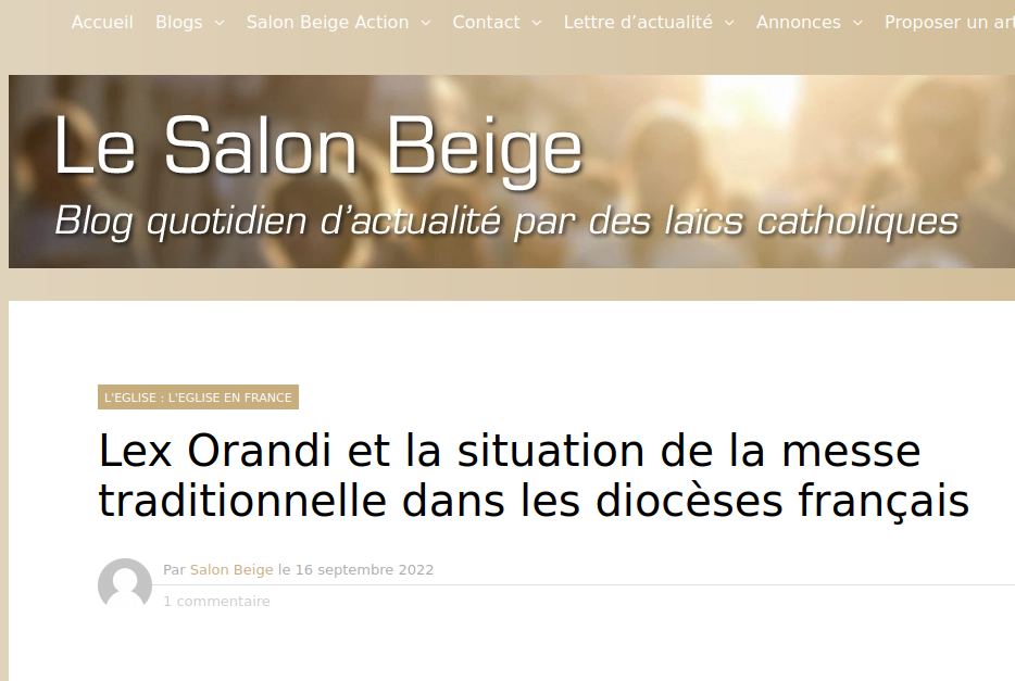 Quatre questions à Lex Orandi sur la situation de la messe traditionnelle